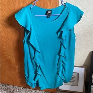 Bobeau Teal Ruffle Blouse